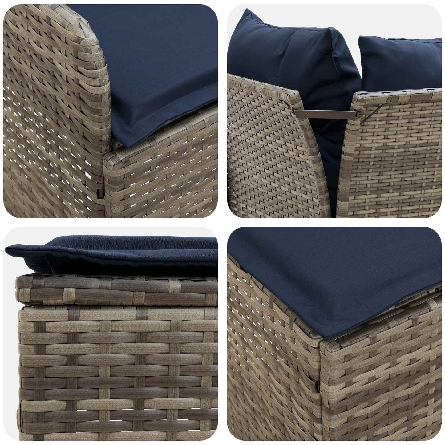 vidaXL Σύνολα επίπλων με μαξιλάρι 5 pcs Γκρι και Navy Blue Ράτα PE