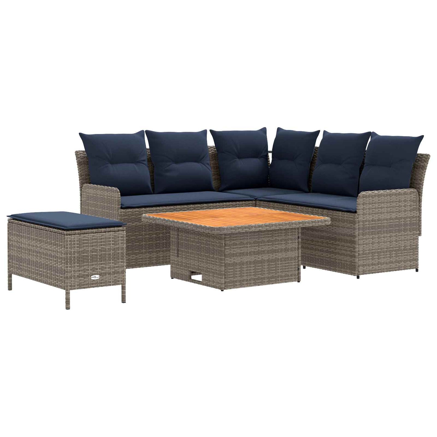 vidaXL Σύνολα επίπλων με μαξιλάρι 5 pcs Γκρι και Navy Blue Ράτα PE