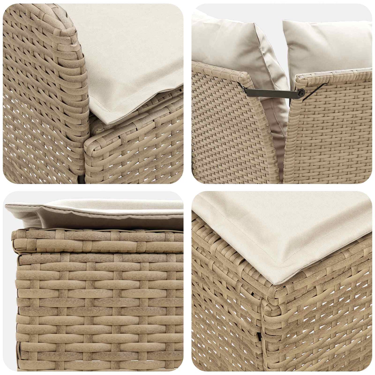 vidaXL Σύνολα επίπλων με μαξιλάρι 7 pcs Μπεζ και Κρέμα Ράτα PE