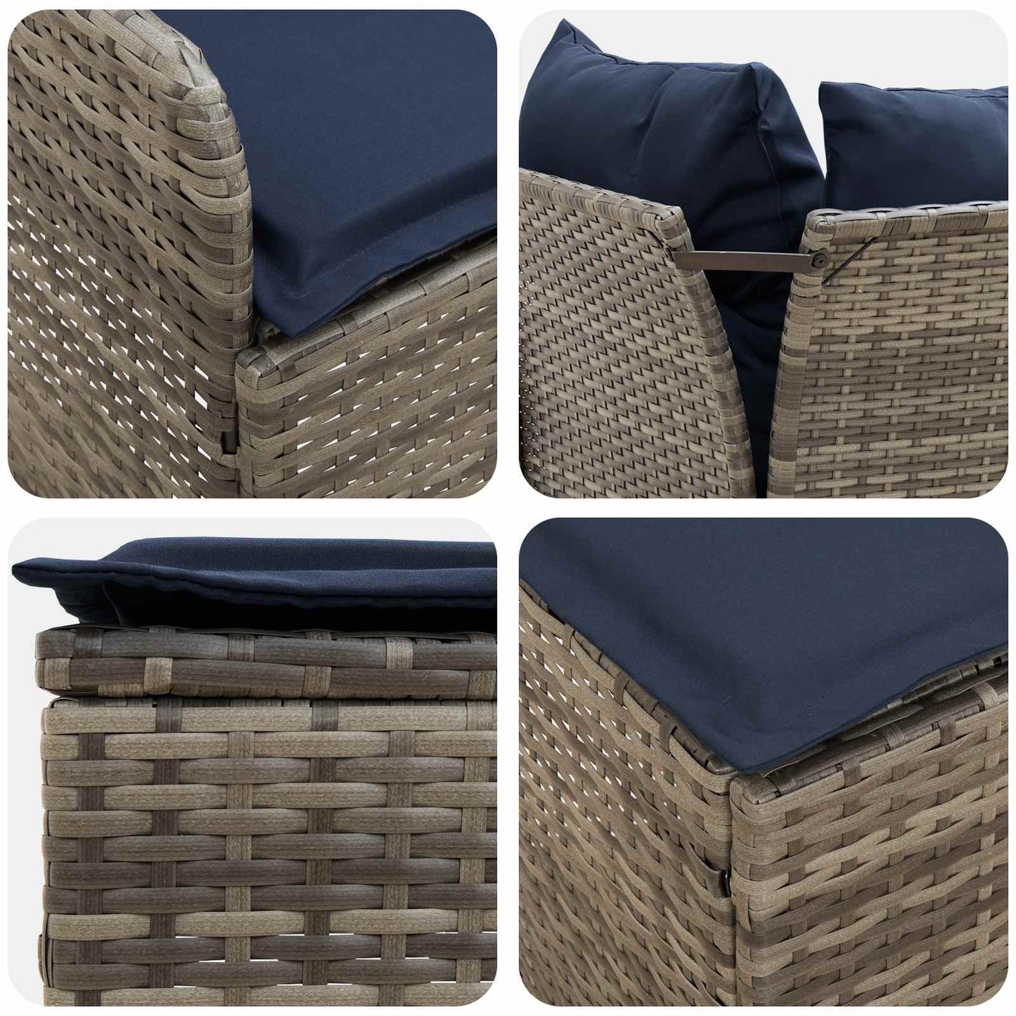 vidaXL Σύνολα επίπλων με μαξιλάρι 7 pcs Γκρι και Navy Blue Ράτα PE