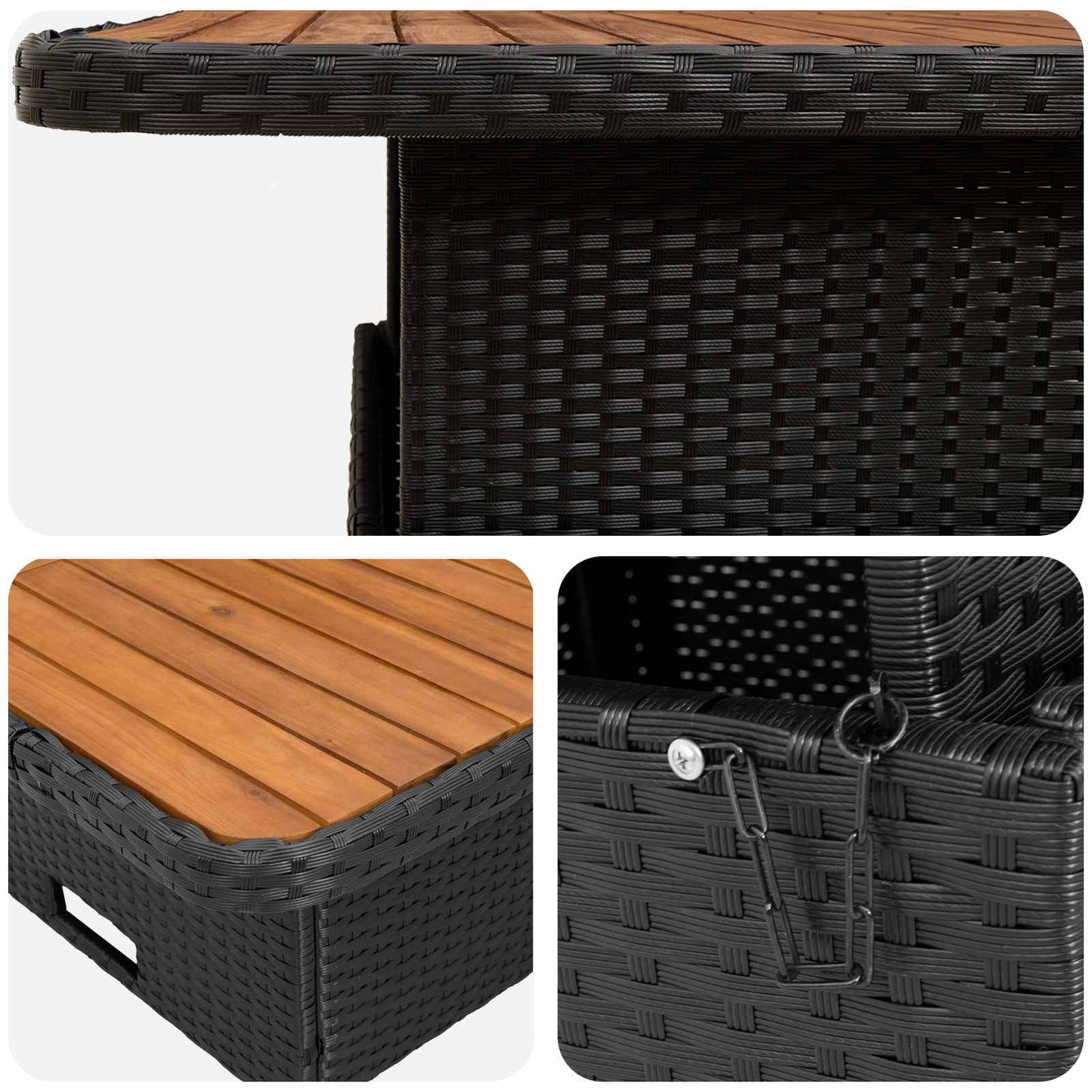 vidaXL Σύνολα επίπλων με μαξιλάρι 7 pcs Μαύρο και Τυρκουάζ Ράτα PE