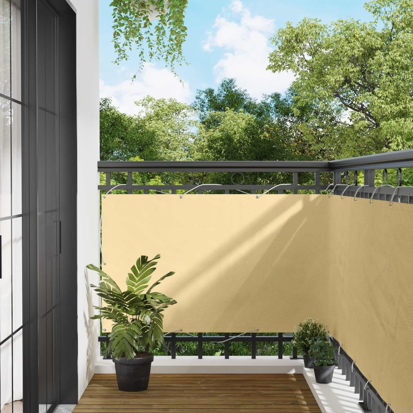 vidaXL Οθόνη Μπαλκονιού Άμμος 100 x 400 cm Ύφασμα Όξφορντ