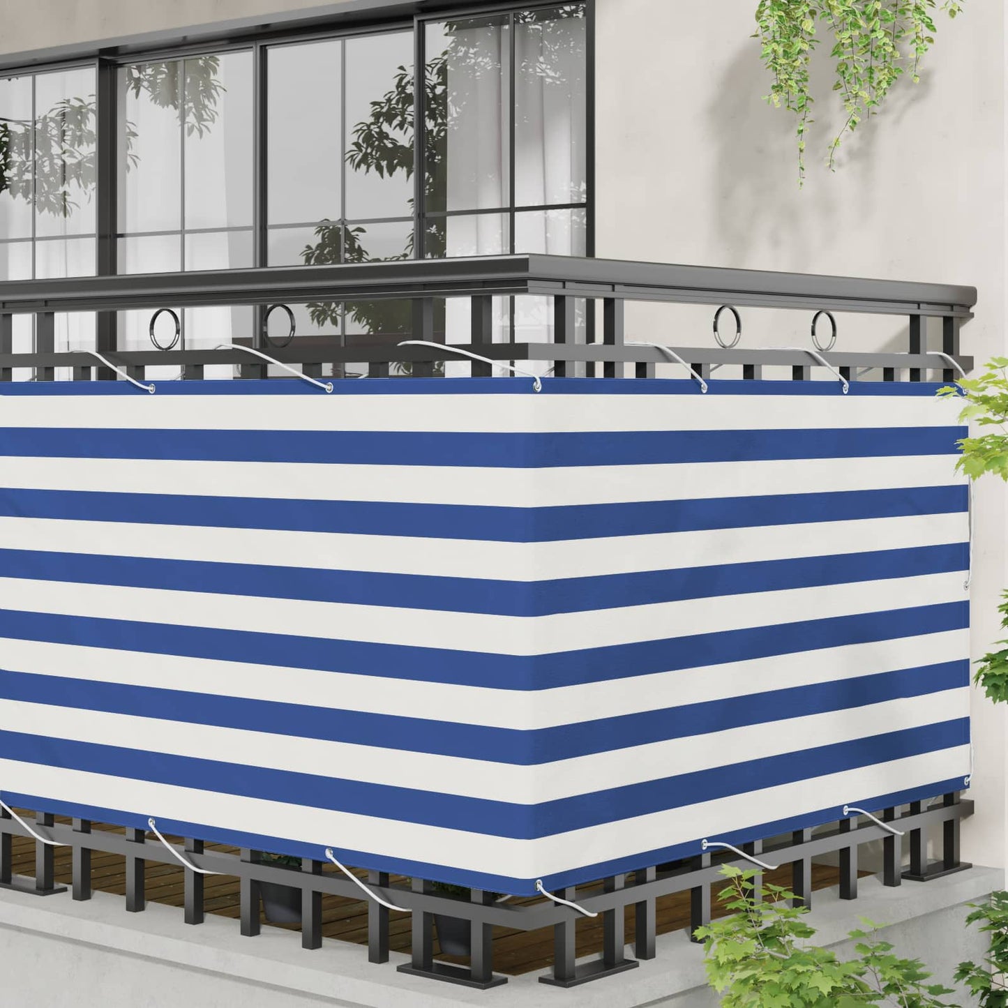 vidaXL Οθόνη Μπαλκονιού Μπλε και άσπρο 100 x 500 cm