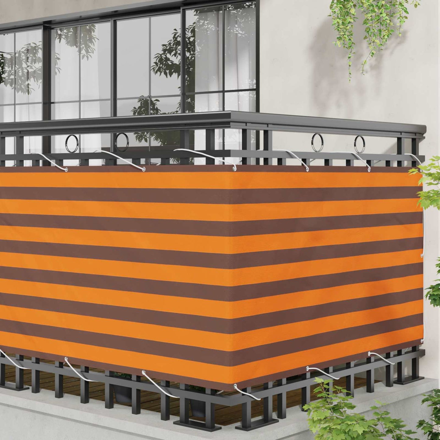 vidaXL Οθόνη Μπαλκονιού Πορτοκαλί και Καφέ 100 x 300 cm Ύφασμα Όξφορντ
