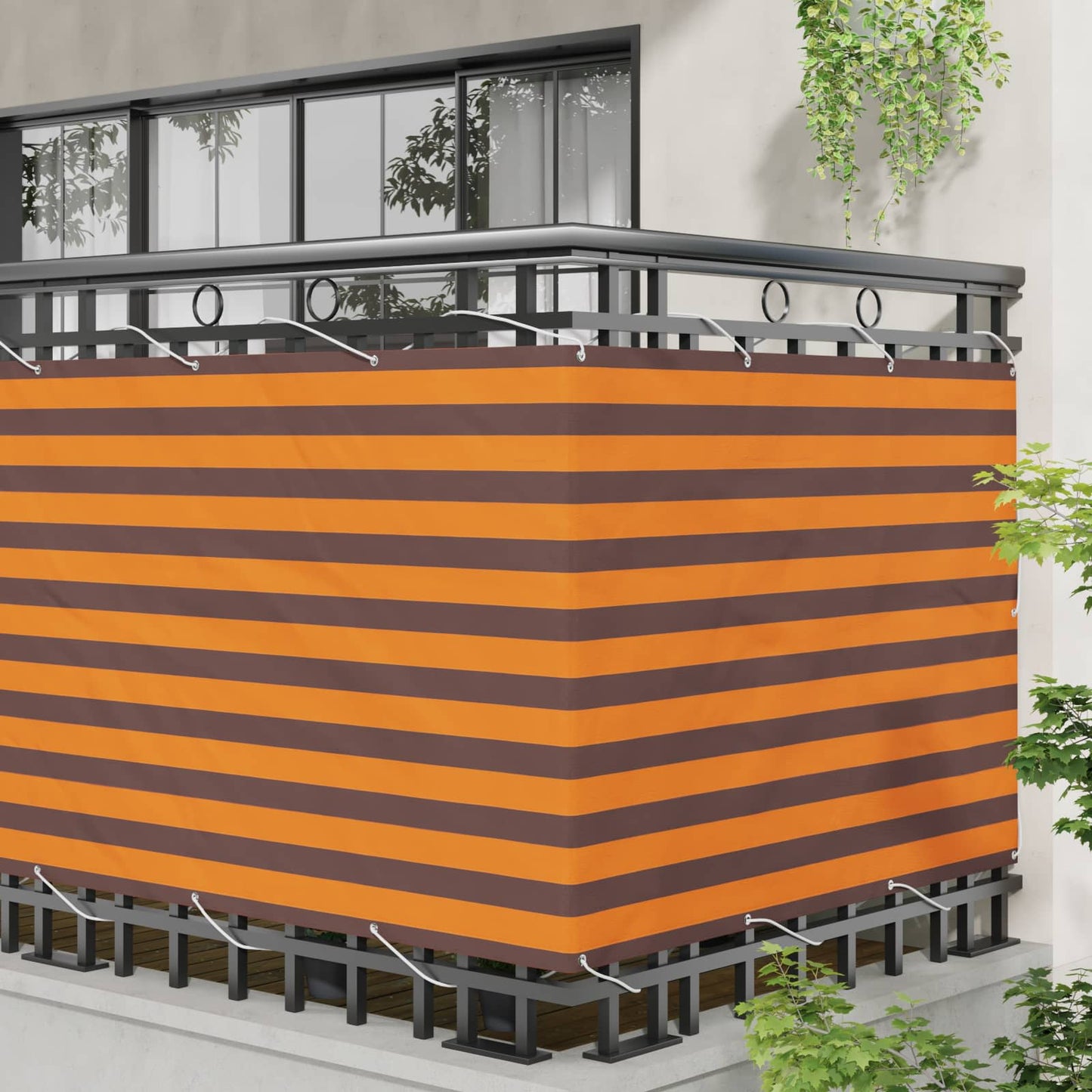 vidaXL Οθόνη Μπαλκονιού Πορτοκαλί και Καφέ 110 x 400 cm Ύφασμα Όξφορντ