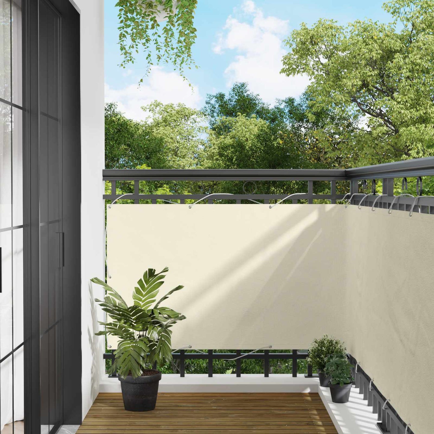 vidaXL Οθόνη Μπαλκονιού Κρεμ 100 x 600 cm Ύφασμα Όξφορντ