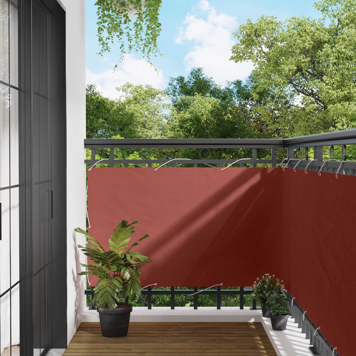 vidaXL Οθόνη Μπαλκονιού Τερακότα 100 x 400 cm Ύφασμα Όξφορντ