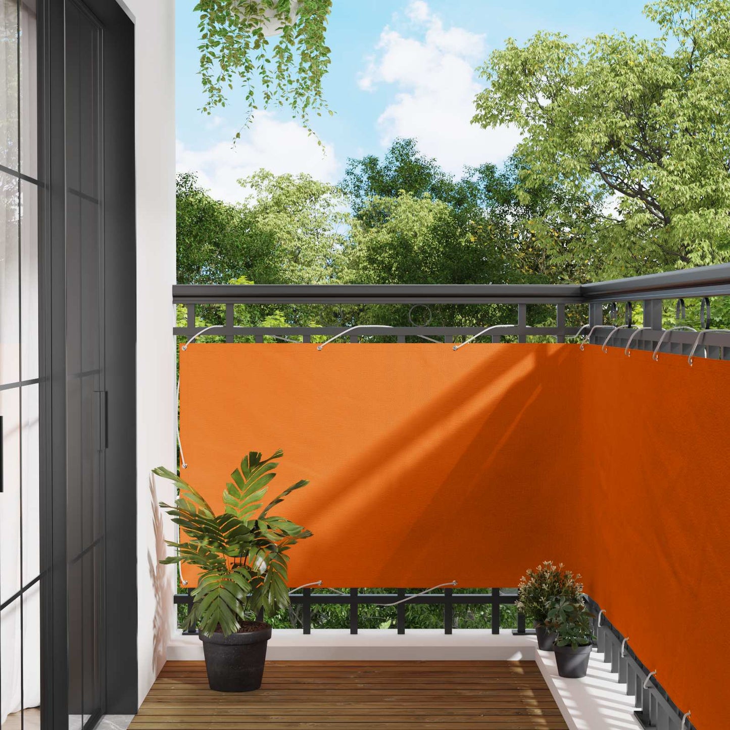 vidaXL Οθόνη Μπαλκονιού Πορτοκαλί 100 x 600 cm Ύφασμα Όξφορντ