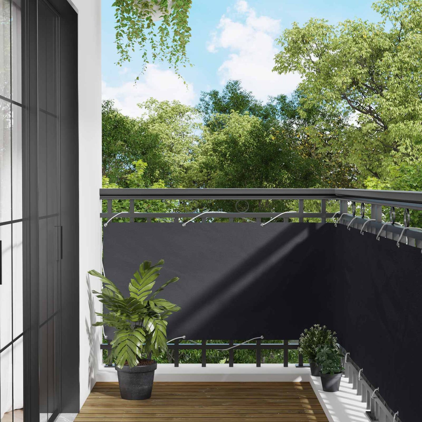 vidaXL Οθόνη Μπαλκονιού Μαύρο 75 x 200 cm