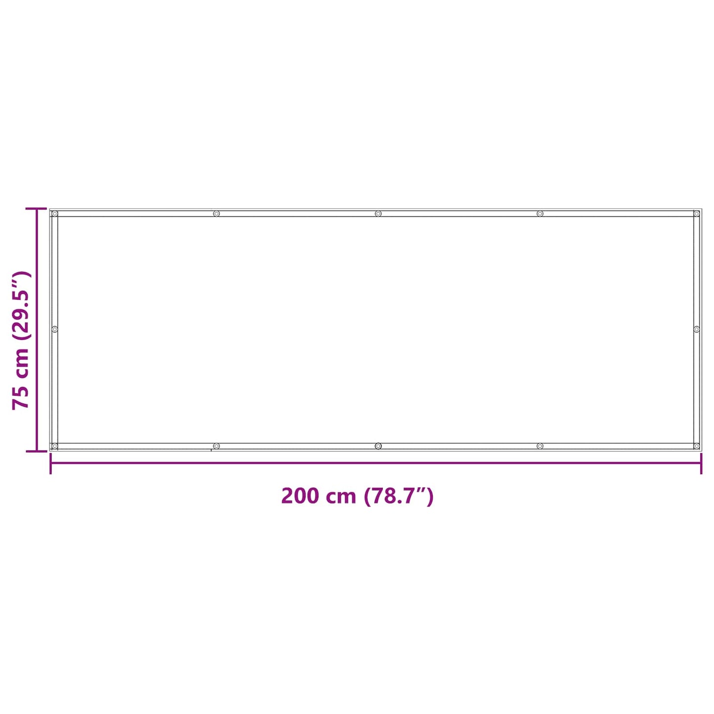 vidaXL Οθόνη Μπαλκονιού Μαύρο 75 x 200 cm