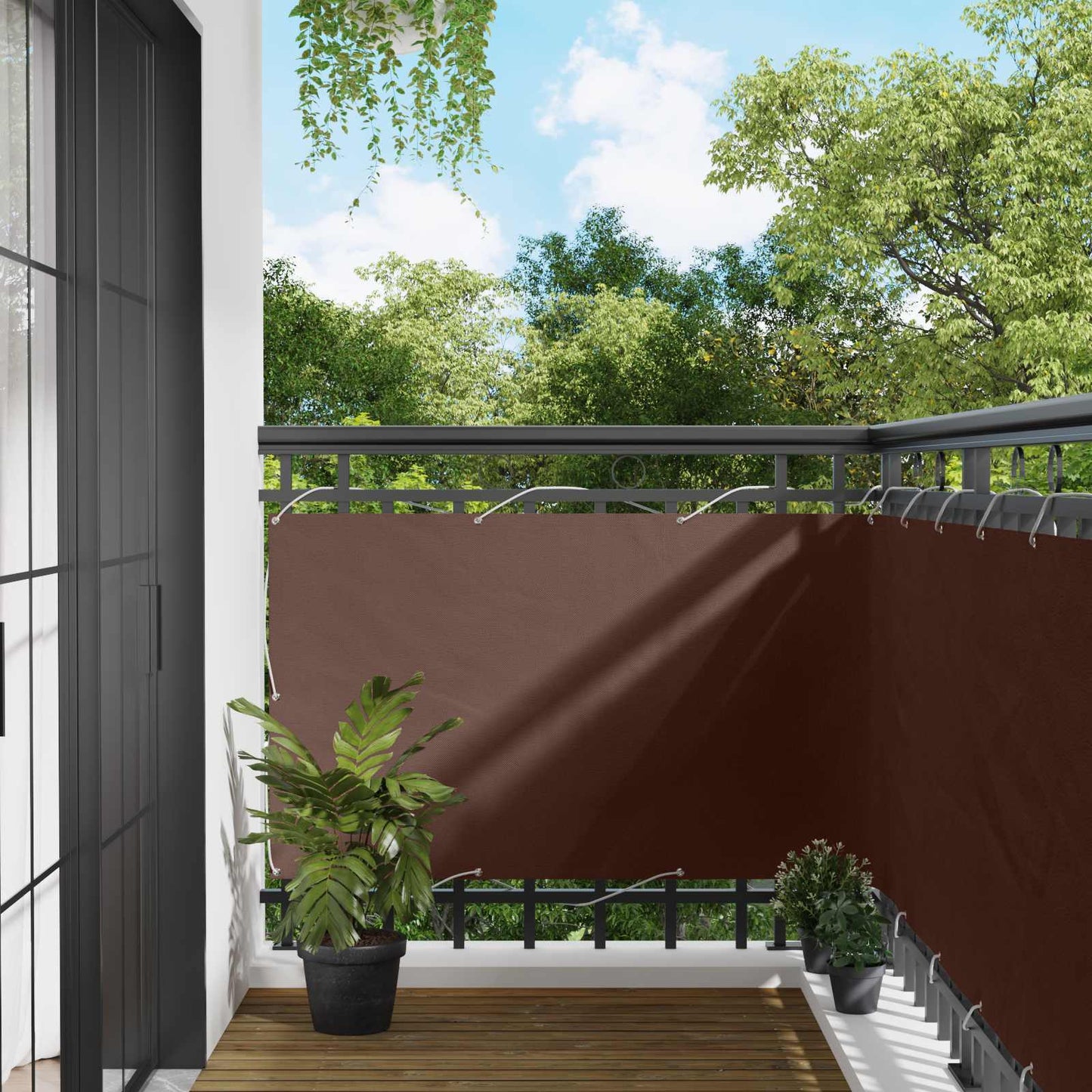 vidaXL Οθόνη Μπαλκονιού Καφέ 90 x 200 cm Ύφασμα Όξφορντ