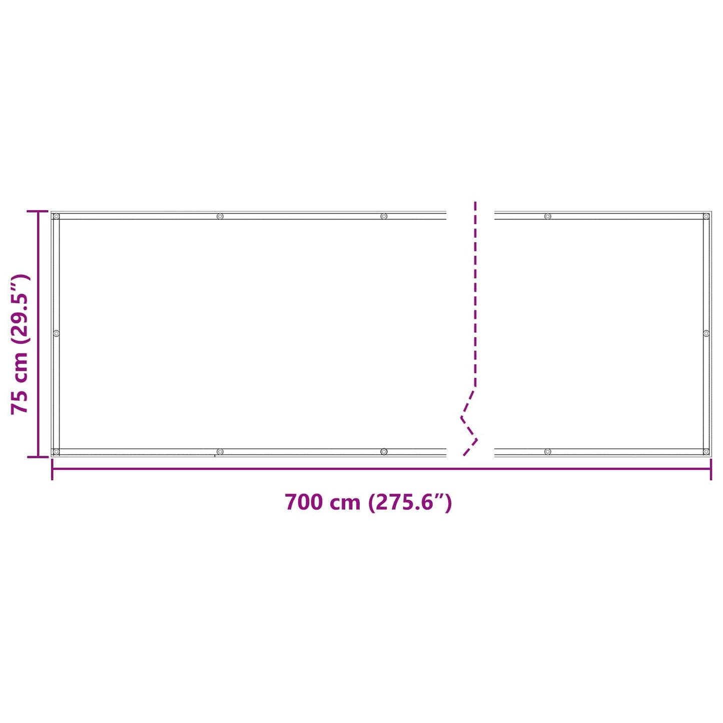 vidaXL Οθόνη Μπαλκονιού Μπορντό 75 x 700 cm
