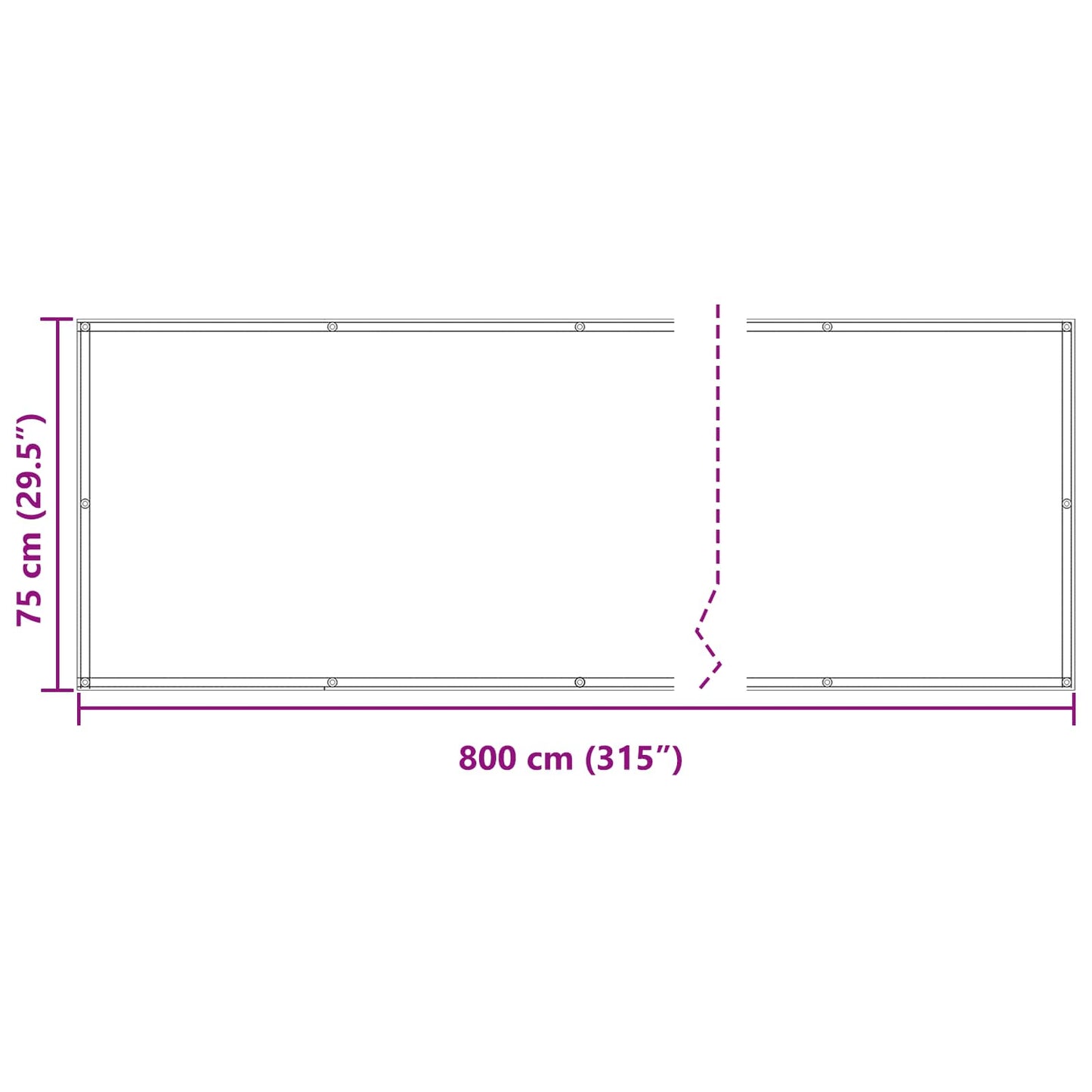vidaXL Οθόνη Μπαλκονιού Μπορντό 75 x 800 cm