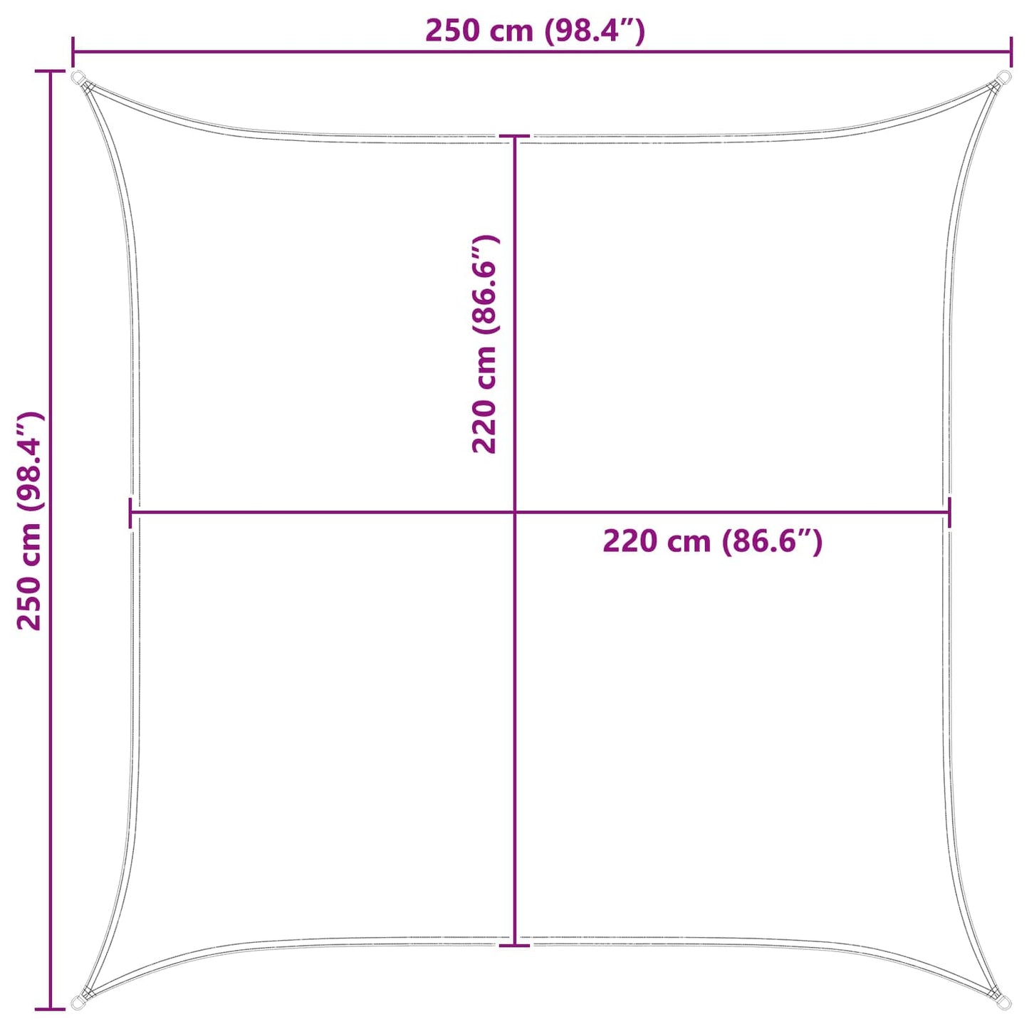 vidaXL Πανί σκιάς Ανοιχτό Γκρι και Λευκό 2,5 x 2,5 m