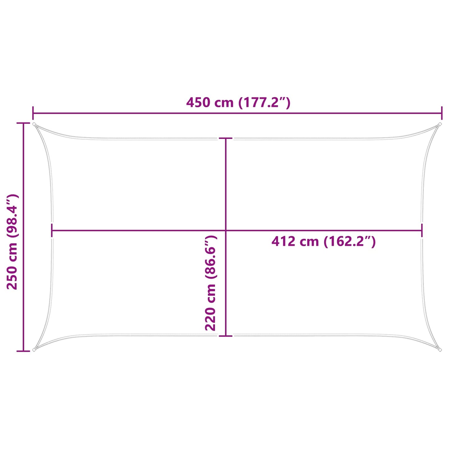 vidaXL Πανί σκιάς 4,5 x 2,5 μ 100% Πολυέστερ Οξφόρδη Ορθογώνιος