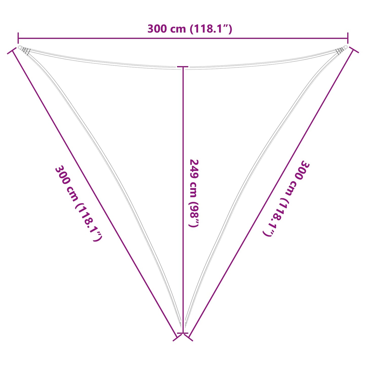 vidaXL Πανί σκιάς 3 x 3 x 3 m 100% Πολυέστερ Οξφόρδη Τριγωνικός