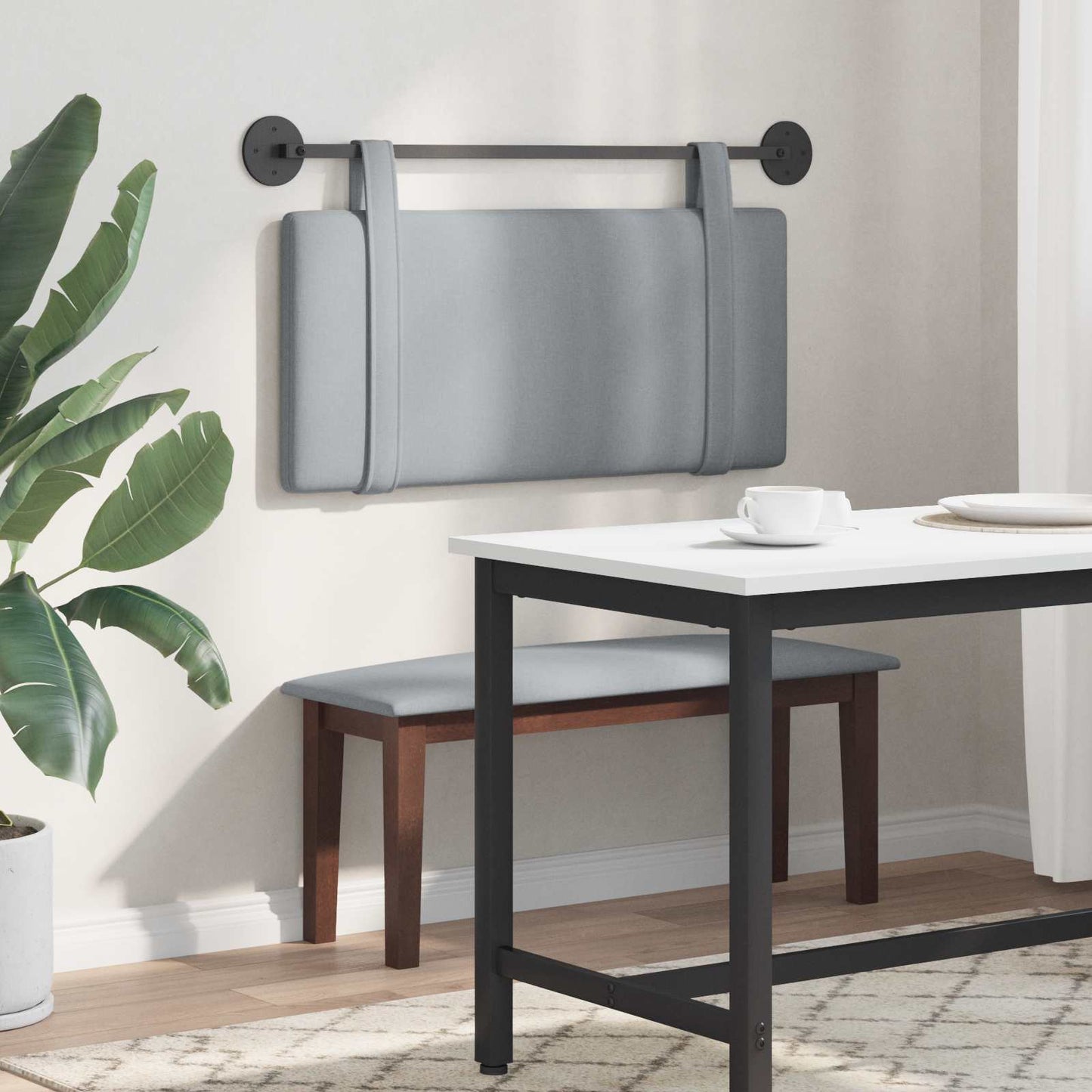 vidaXL Κεφαλάρι κρεβατιού κρεμαστό Ανοιχτό γκρι Ύφασμα