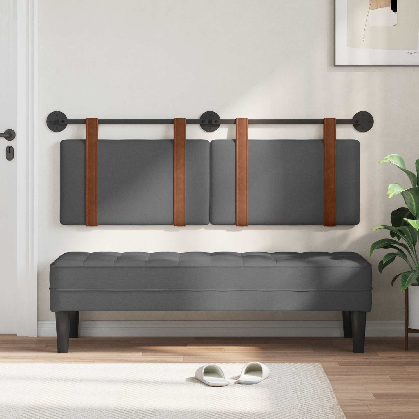 vidaXL Κρεμαστό Κεφαλάρι Σκούρο Γκρι 130 x 55 x 5 εκ Αντίκα PU