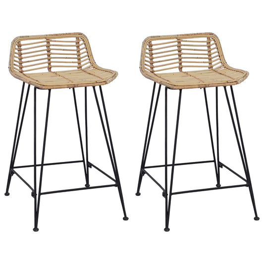 vidaXL Μπαρ σκαμπό 2 pcs Φυσικό 44 x 45 x 76 εκ. Ράτταν και Χάλυβας