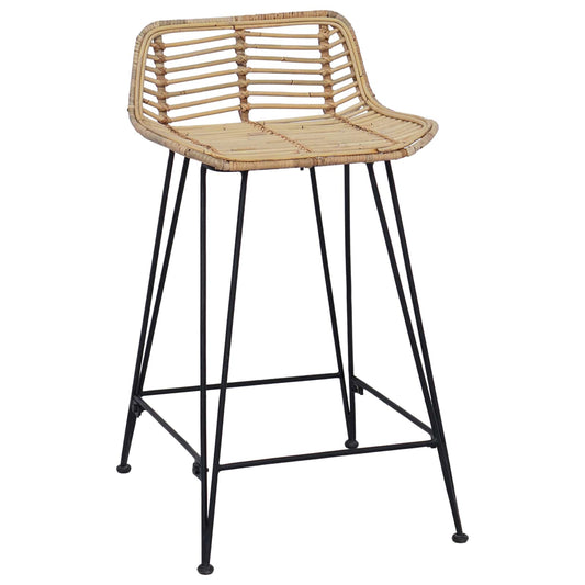 vidaXL Μπαρ σκαμπό 2 pcs Φυσικό 44 x 45 x 76 εκ. Ράτταν και Χάλυβας