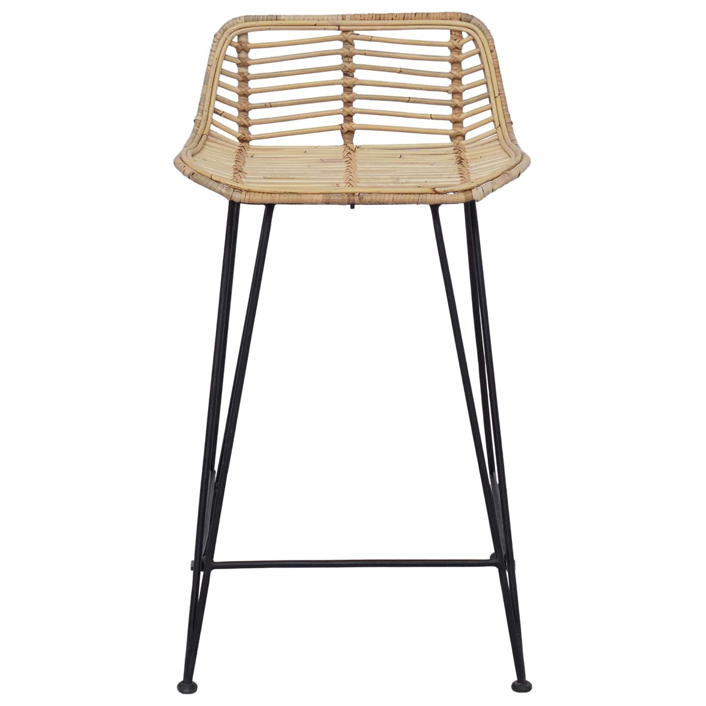 vidaXL Μπαρ σκαμπό 2 pcs Φυσικό 44 x 45 x 76 εκ. Ράτταν και Χάλυβας