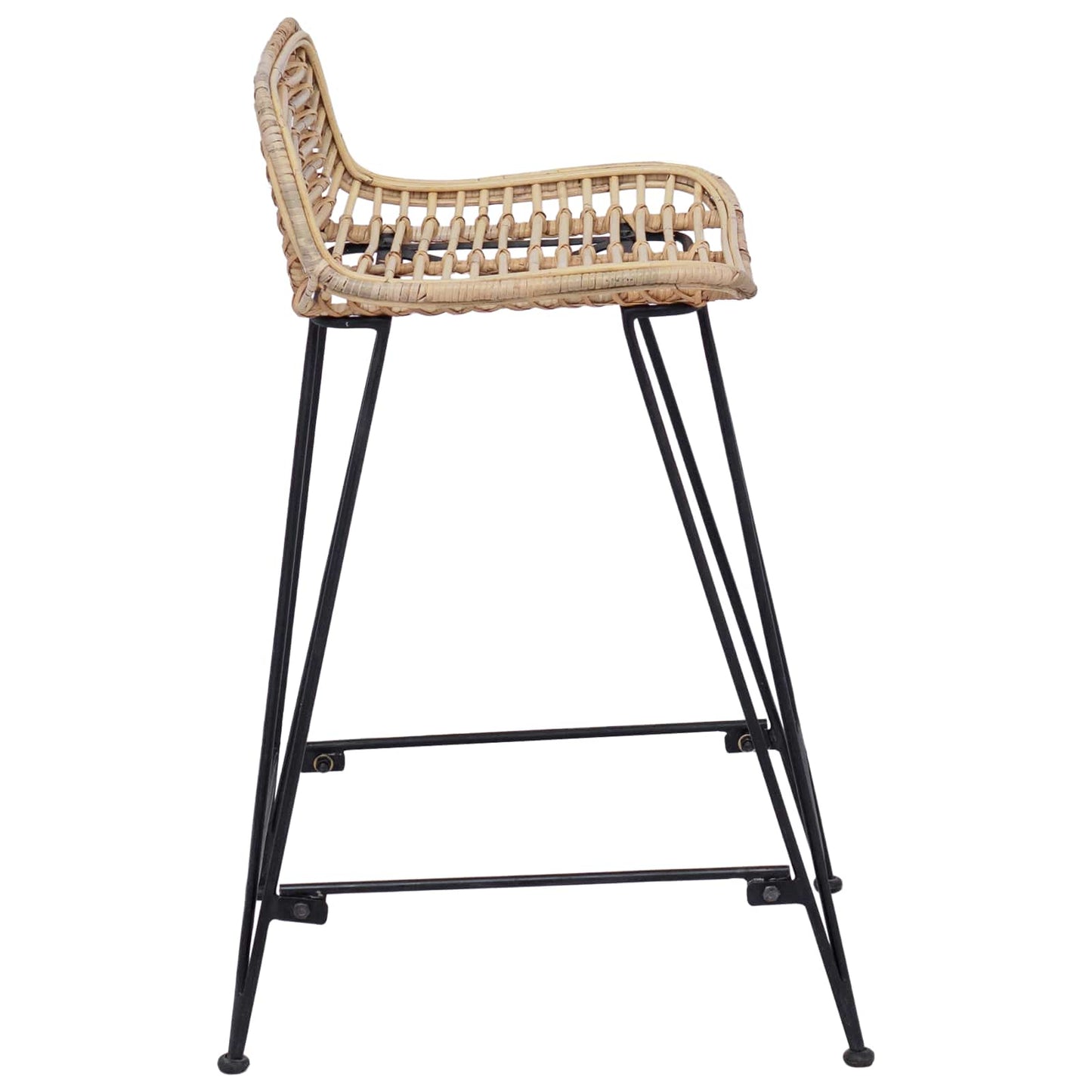 vidaXL Μπαρ σκαμπό 2 pcs Φυσικό 44 x 45 x 76 εκ. Ράτταν και Χάλυβας