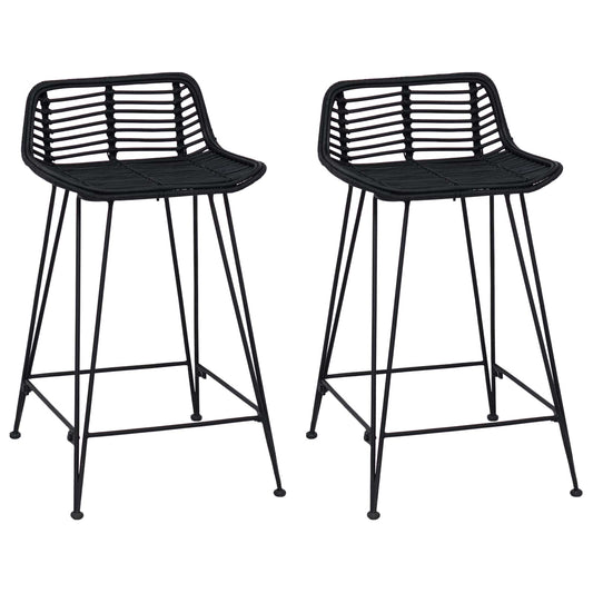 vidaXL Μπαρ σκαμπό 2 pcs Μαύρο 44 x 45 x 76 εκ. Ράτταν και Χάλυβας