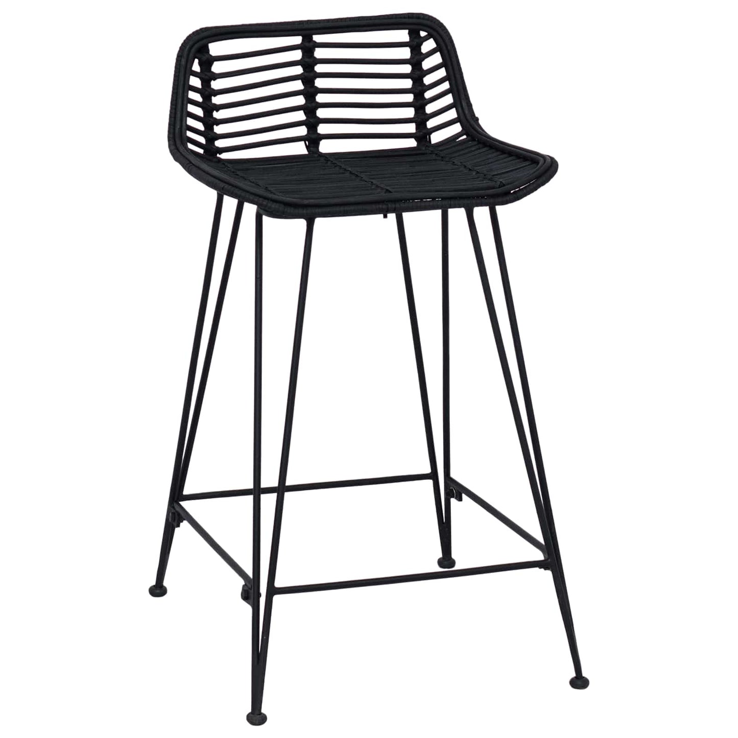 vidaXL Μπαρ σκαμπό 2 pcs Μαύρο 44 x 45 x 76 εκ. Ράτταν και Χάλυβας