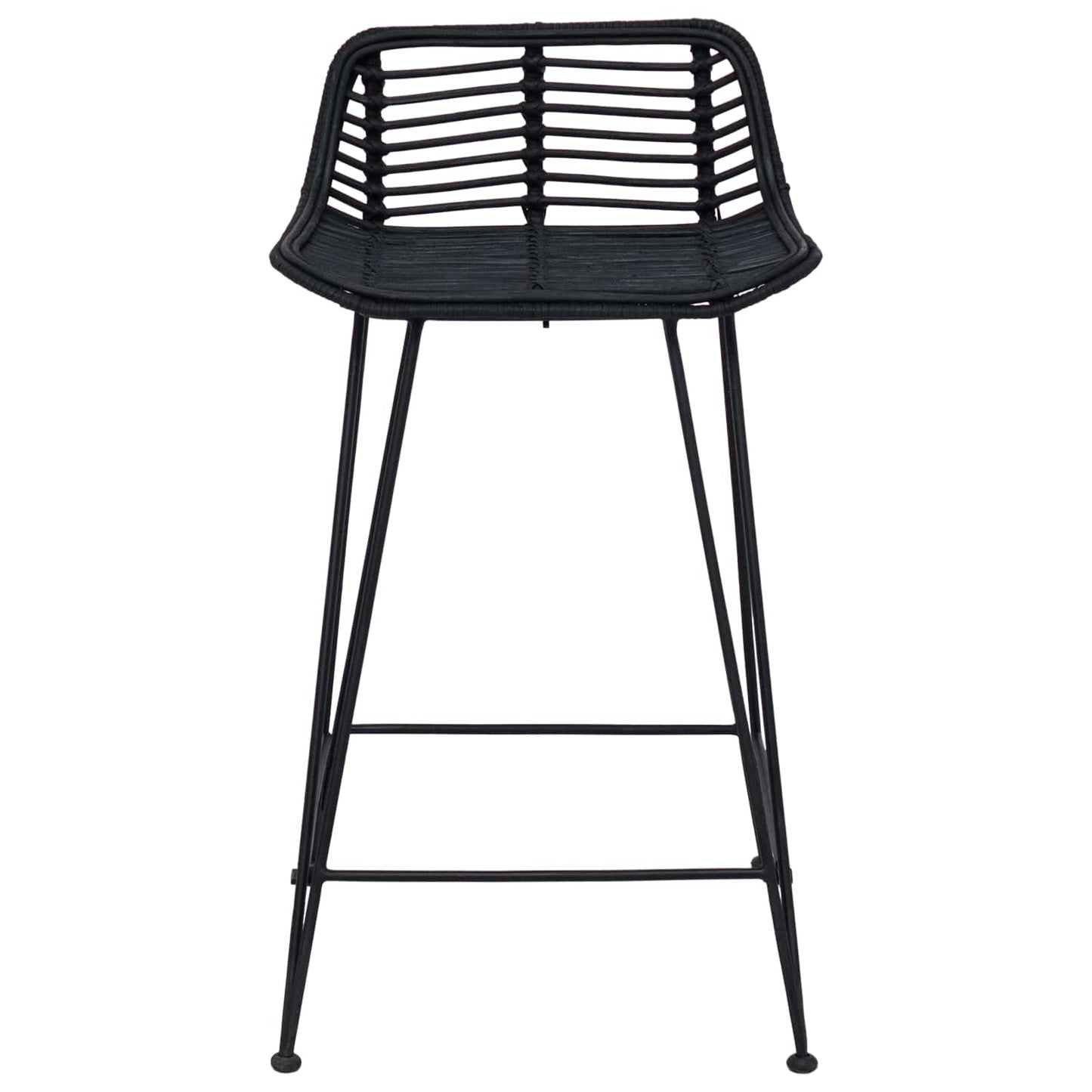 vidaXL Μπαρ σκαμπό 2 pcs Μαύρο 44 x 45 x 76 εκ. Ράτταν και Χάλυβας
