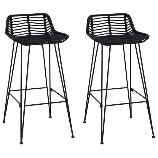 vidaXL Μπαρ σκαμπό 2 pcs Μαύρο 44 x 46 x 91 εκ. Ράτταν και Χάλυβας