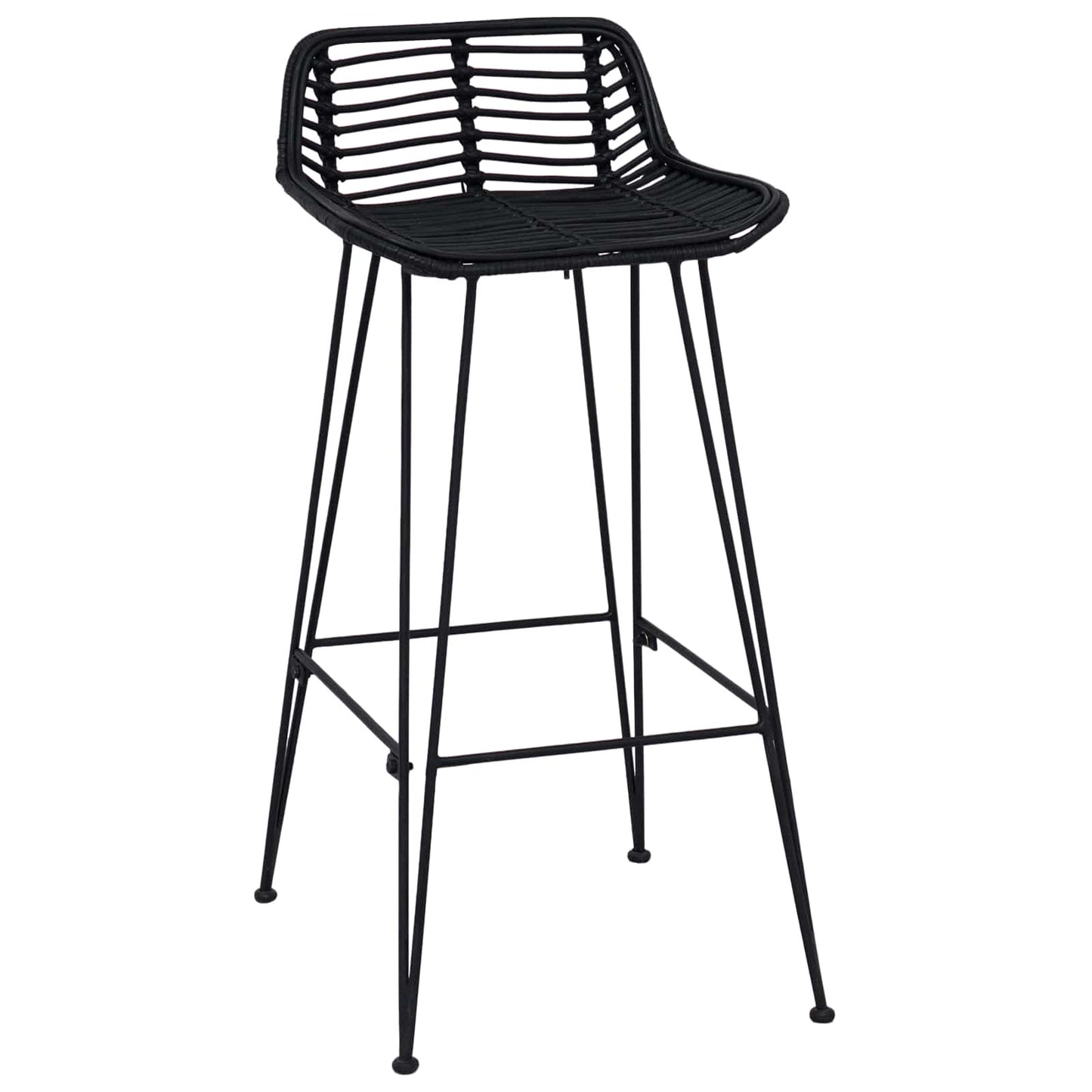 vidaXL Μπαρ σκαμπό 2 pcs Μαύρο 44 x 46 x 91 εκ. Ράτταν και Χάλυβας