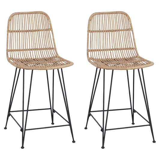 vidaXL Μπαρ σκαμπό 2 pcs Φυσικό 44 x 54 x 96 εκ. Ράτταν και Χάλυβας