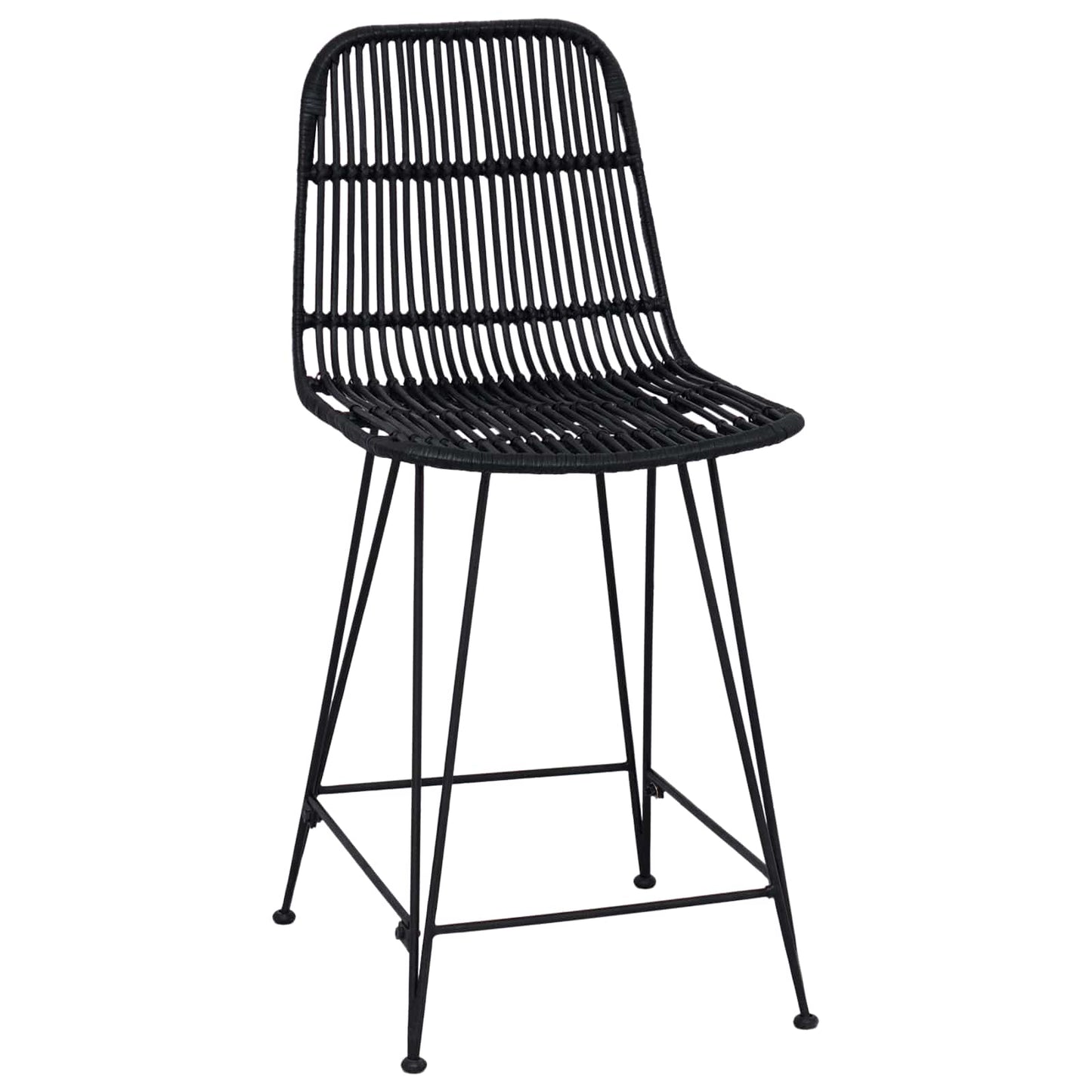 vidaXL Μπαρ σκαμπό 2 pcs Μαύρο 44 x 54 x 96 εκ. Ράτταν και Χάλυβας