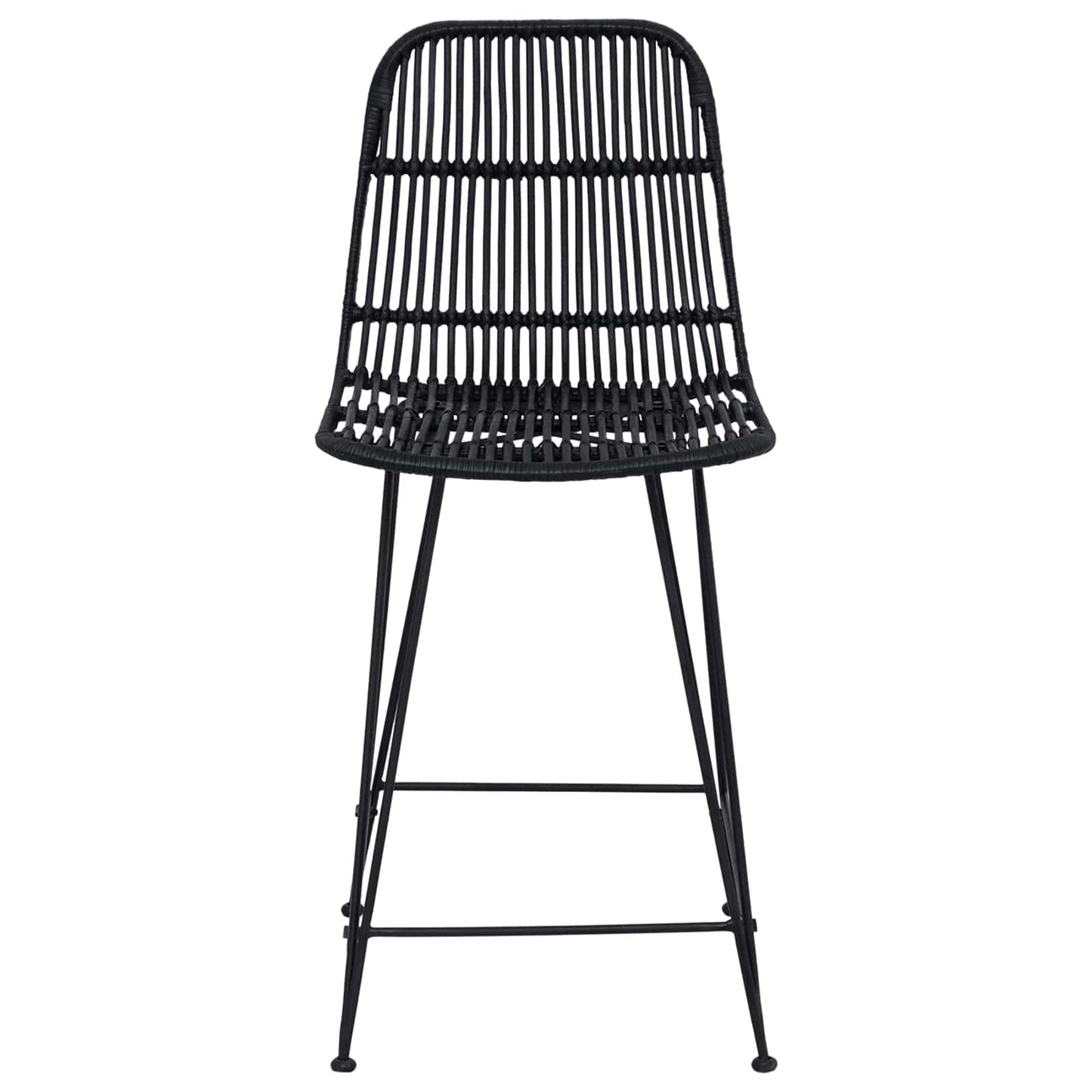 vidaXL Μπαρ σκαμπό 2 pcs Μαύρο 44 x 54 x 96 εκ. Ράτταν και Χάλυβας