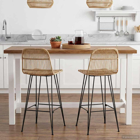 vidaXL Μπαρ σκαμπό 2 pcs Φυσικό 44 x 55 x 109 εκ. Ράτταν και Χάλυβας