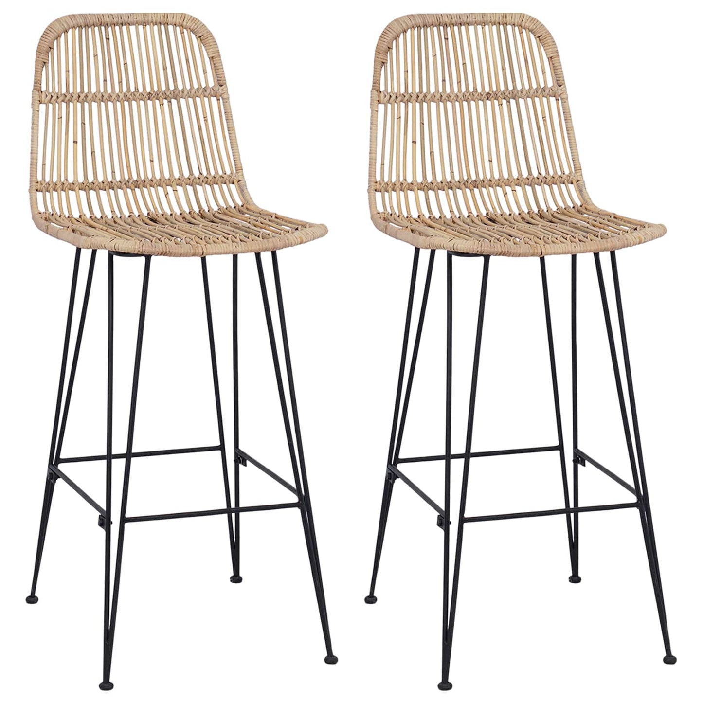 vidaXL Μπαρ σκαμπό 2 pcs Φυσικό 44 x 55 x 109 εκ. Ράτταν και Χάλυβας