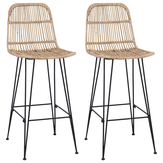 vidaXL Μπαρ σκαμπό 2 pcs Φυσικό 44 x 55 x 109 εκ. Ράτταν και Χάλυβας