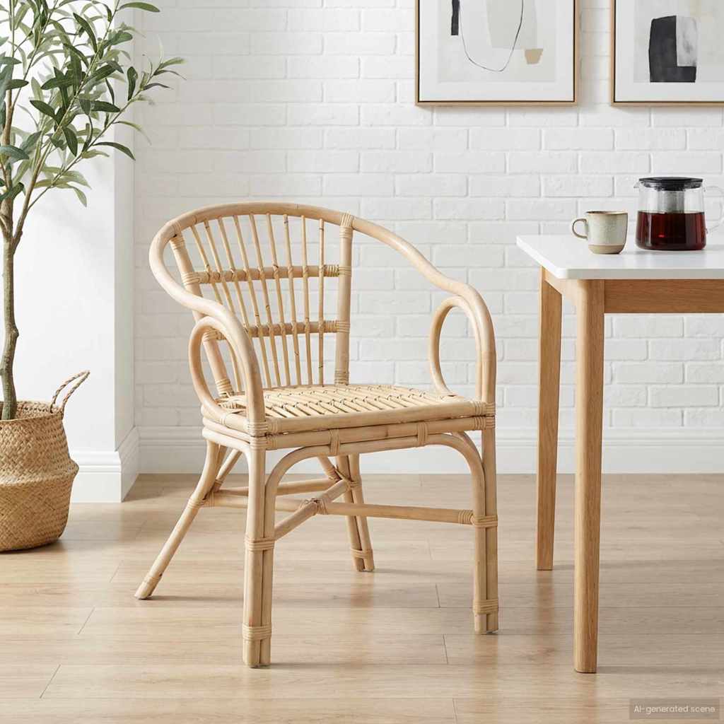 vidaXL Στοιβαζόμενη Καρέκλα Φυσικό 58 x 60 x 81 cm Ρατάν