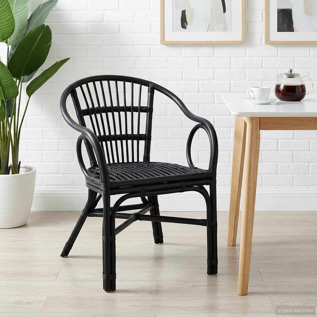 vidaXL Στοιβαζόμενη Καρέκλα Μαύρο 58 x 60 x 81 cm Ρατάν