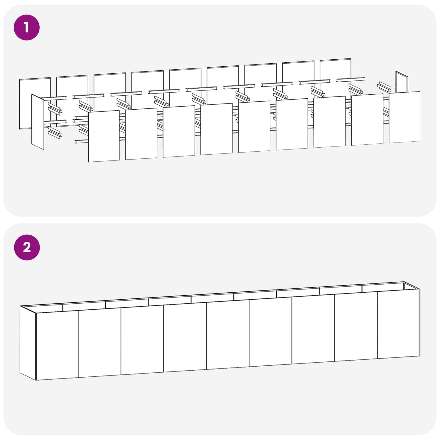 vidaXL Γλάστρα Κήπου Ασημί 360 x 40 x 60 εκ Ανοξείδωτο Ατσάλι