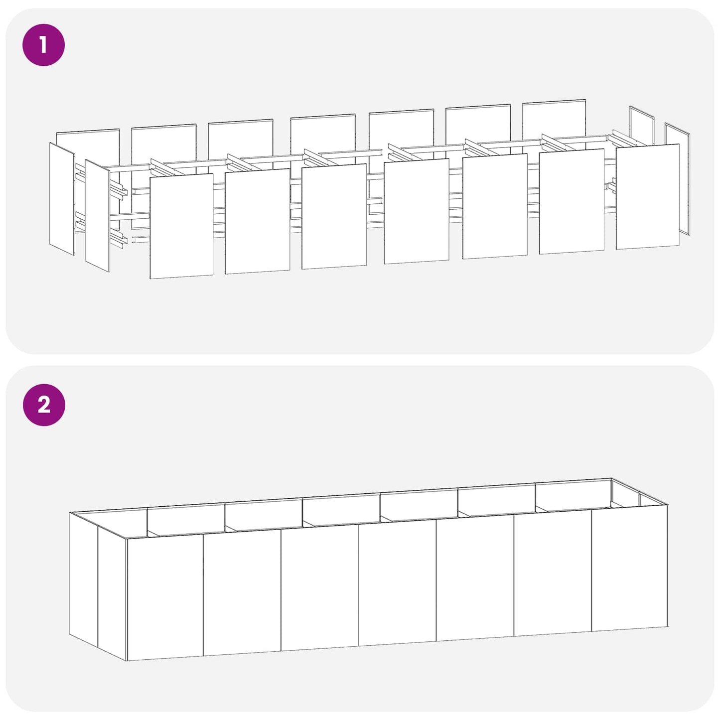 vidaXL Γλάστρα Κήπου Ασημί 280 x 80 x 60 εκ Ανοξείδωτο Ατσάλι