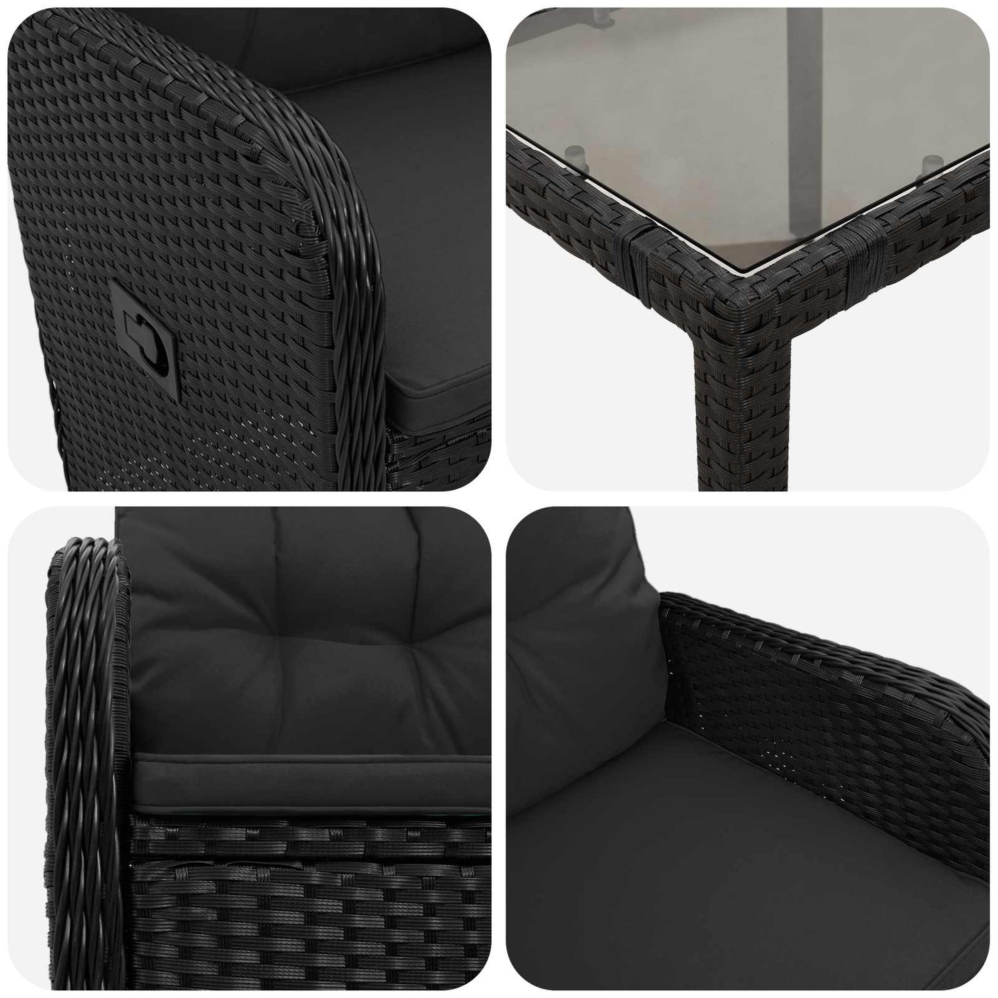 vidaXL Σετ Εξωτερικής Τραπέζης 3 pcs Μαύρο 90 x 90 x 75 cm