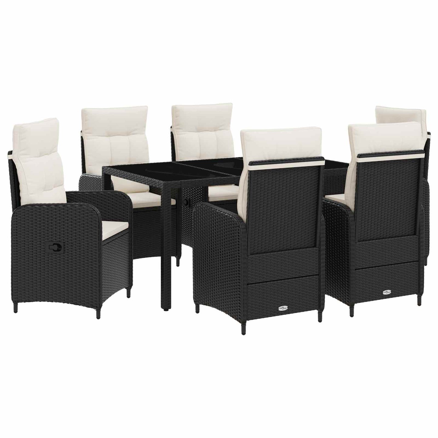 vidaXL Σετ Εξωτερικής Τραπέζης 7 pcs Μαύρο και Κρεμ Λευκό