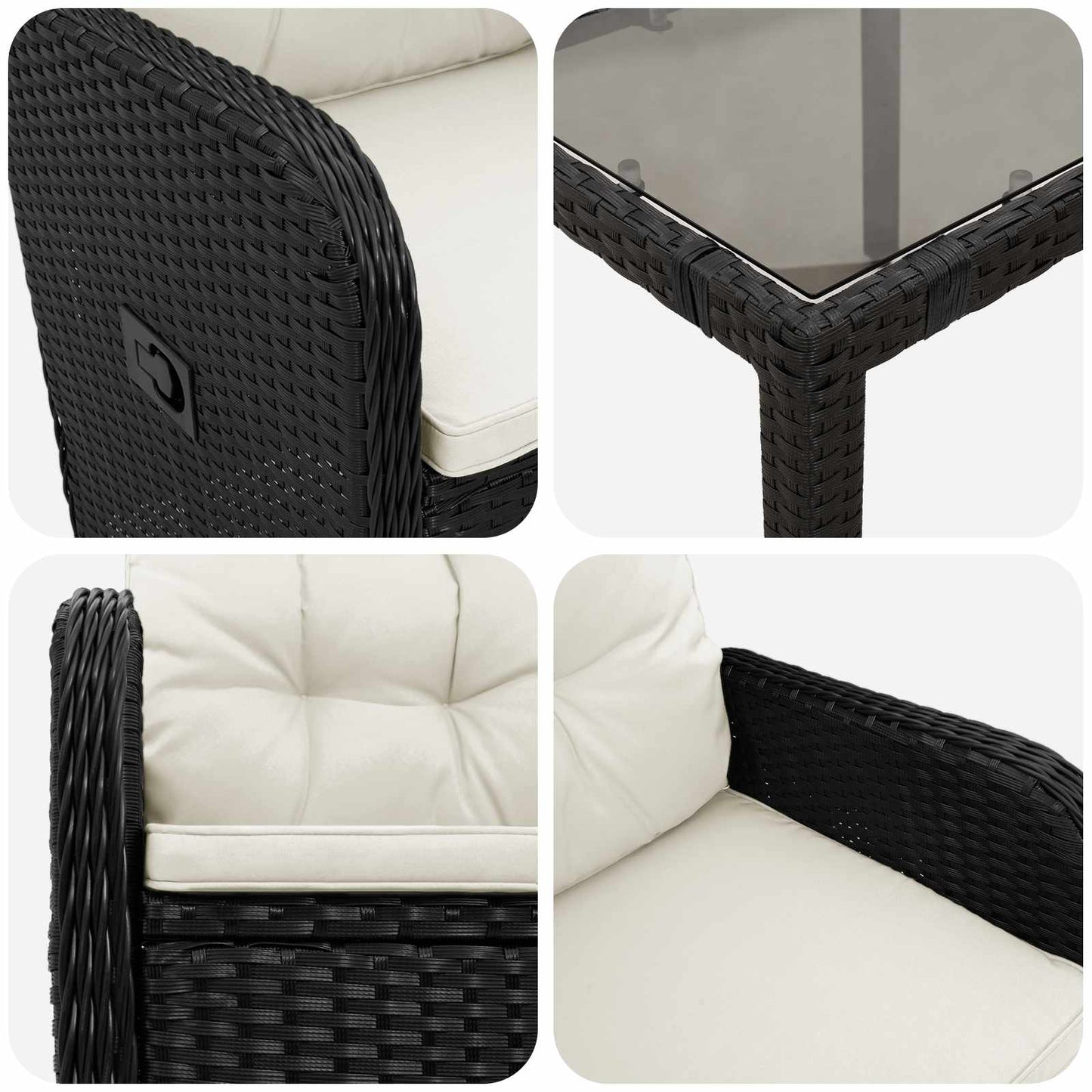 vidaXL Σετ Εξωτερικής Τραπέζης 7 pcs Μαύρο και Κρεμ Λευκό