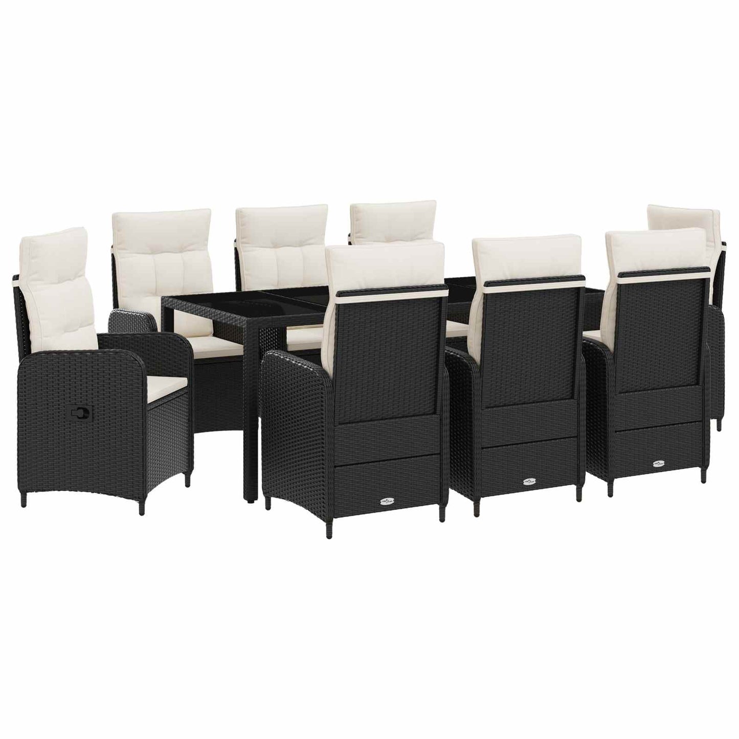 vidaXL Σετ Εξωτερικής Τραπέζης 9 pcs Μαύρο και Κρεμ Λευκό