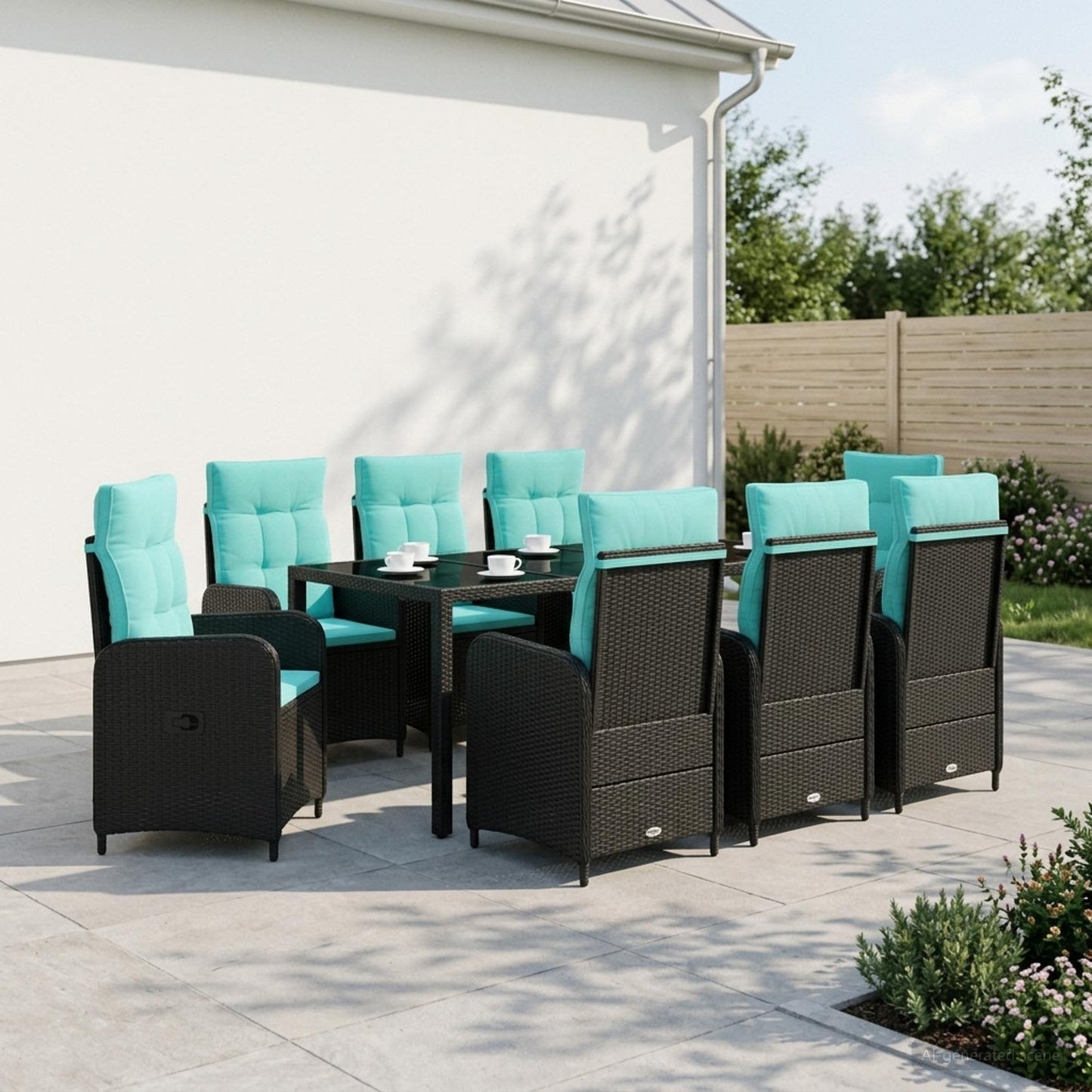 vidaXL Σετ Εξωτερικής Τραπέζης 9 pcs συνθετικό ρατάν