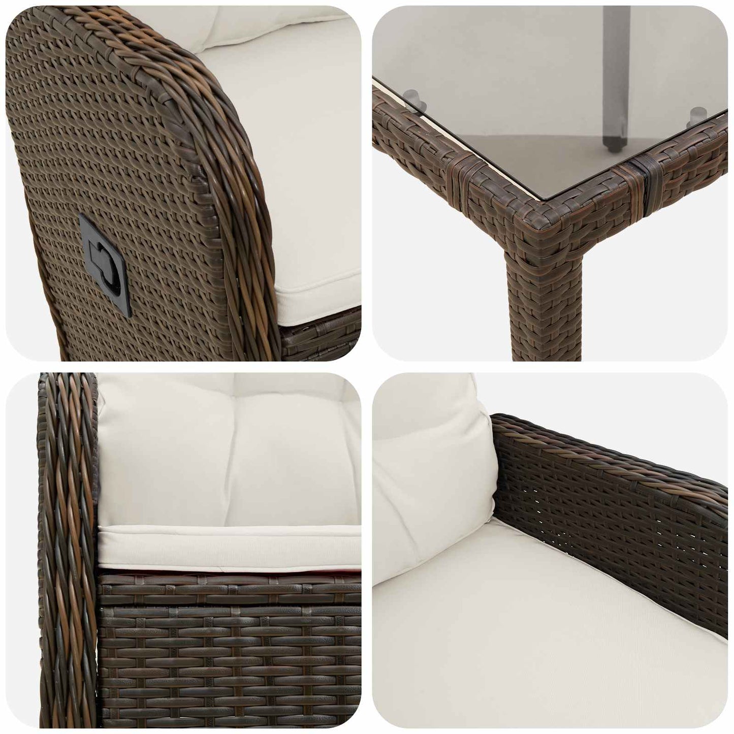 vidaXL Σετ Εξωτερικής Τραπέζης 9 pcs Καφέ και Κρέμα Λευκό