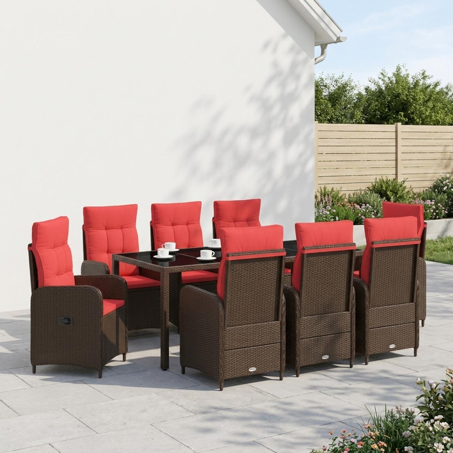 vidaXL Σετ Εξωτερικής Τραπέζης 9 pcs συνθετικό ρατάν