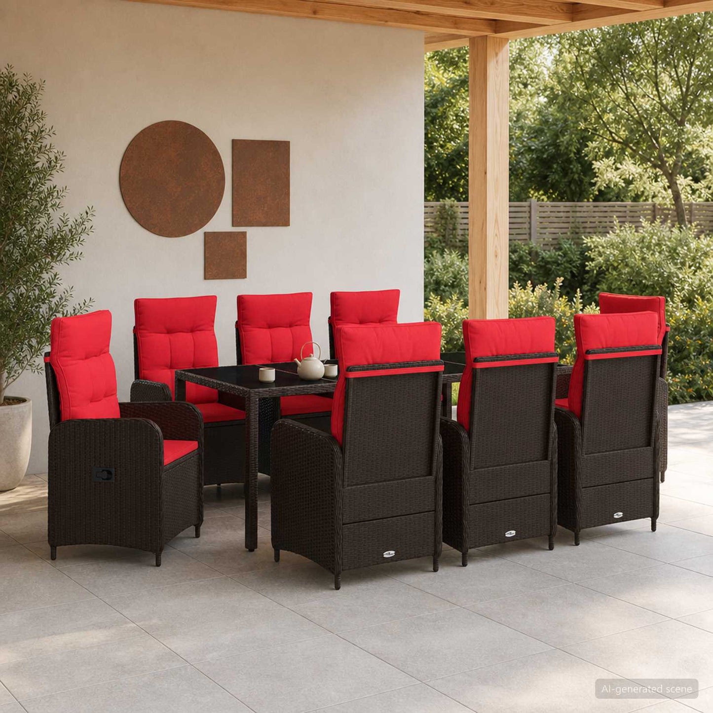 vidaXL Σετ Εξωτερικής Τραπέζης 9 pcs συνθετικό ρατάν