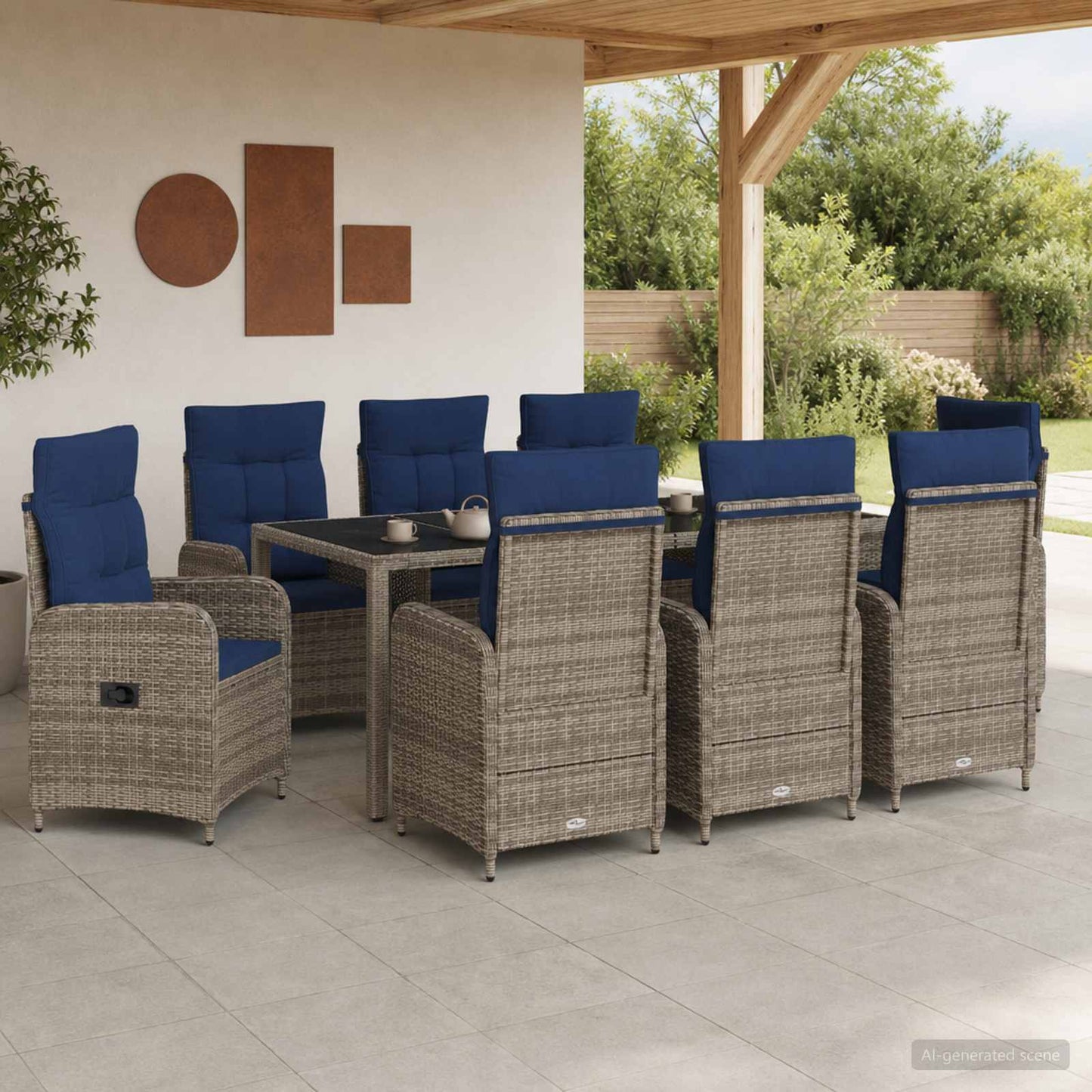 vidaXL Σετ Εξωτερικής Τραπέζης 9 pcs συνθετικό ρατάν